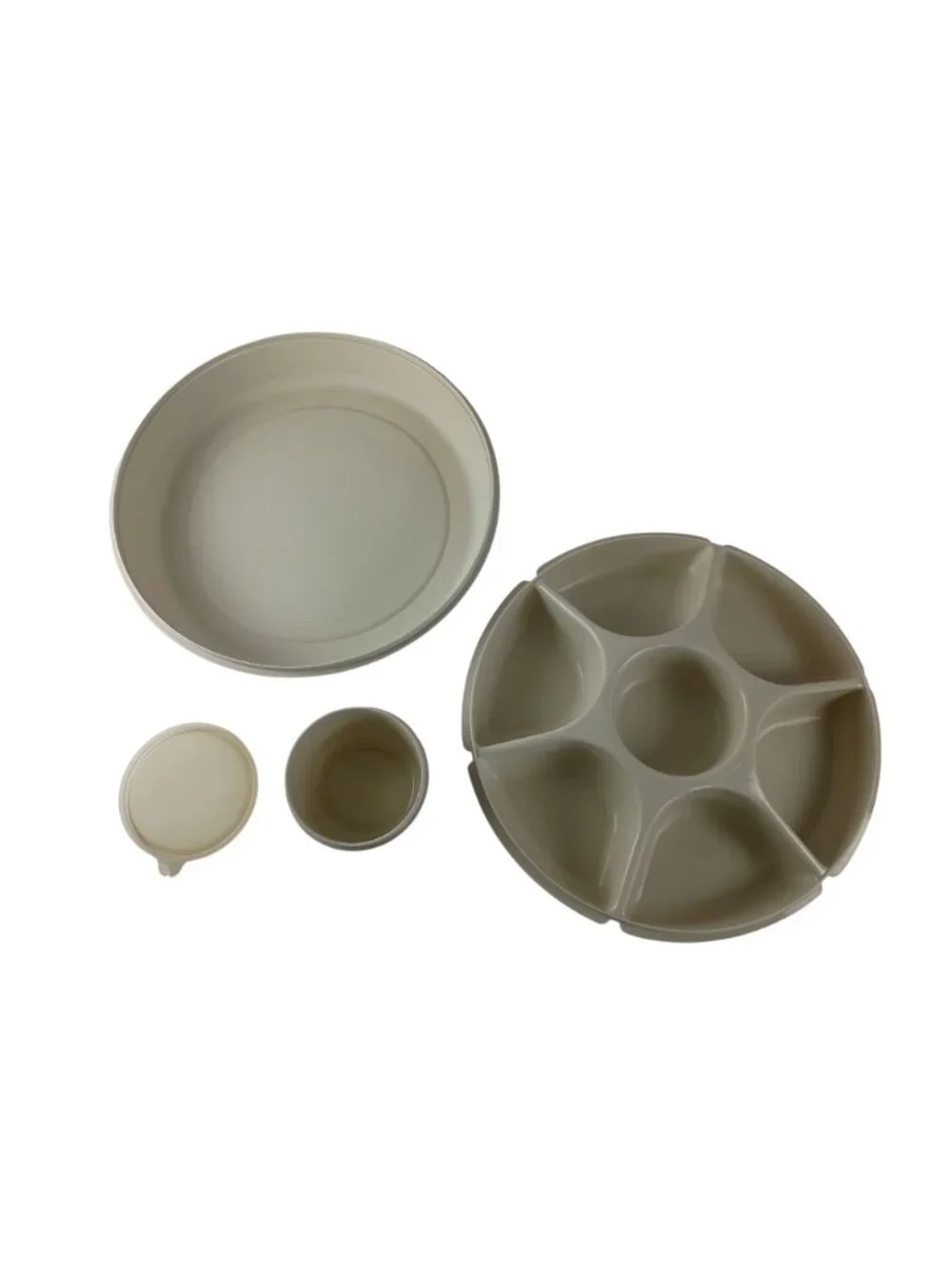 Tupperware Serving Center 6-Part Divided Party Veggie Snack & Dip Tray Vintage